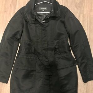 Black satin dressy trench-coat